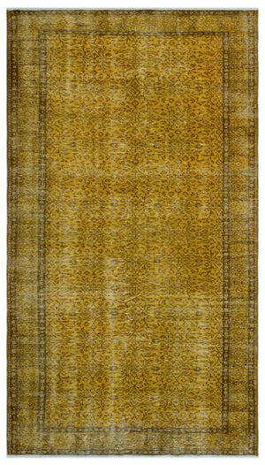 Yellow Over Dyed Vintage Rug 5'2'' x 9'4'' ft 157 x 284 cm