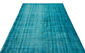Turquoise Over Dyed Vintage Rug 5'10'' x 9'1'' ft 178 x 278 cm