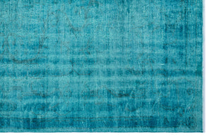 Turquoise Over Dyed Vintage Rug 5'10'' x 9'1'' ft 178 x 278 cm