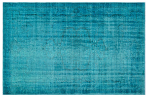 Turquoise Over Dyed Vintage Rug 5'10'' x 9'1'' ft 178 x 278 cm