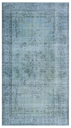 Blue Over Dyed Vintage Rug 4'9'' x 8'8'' ft 146 x 265 cm