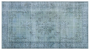 Blue Over Dyed Vintage Rug 4'9'' x 8'8'' ft 146 x 265 cm