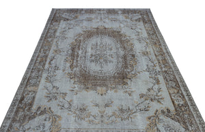 Blue Over Dyed Vintage Rug 5'8'' x 9'6'' ft 172 x 290 cm