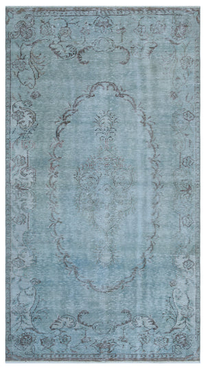 Blue Over Dyed Vintage Rug 4'11'' x 8'12'' ft 150 x 274 cm