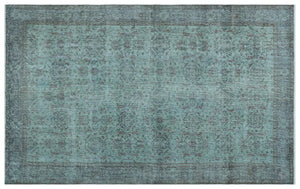 Turquoise  Over Dyed Vintage Rug 6'1'' x 10'0'' ft 185 x 305 cm