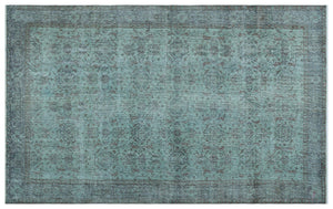 Turquoise Over Dyed Vintage Rug 6'1'' x 10'0'' ft 185 x 305 cm