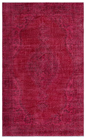 Red Over Dyed Vintage Rug 5'7'' x 9'2'' ft 170 x 280 cm