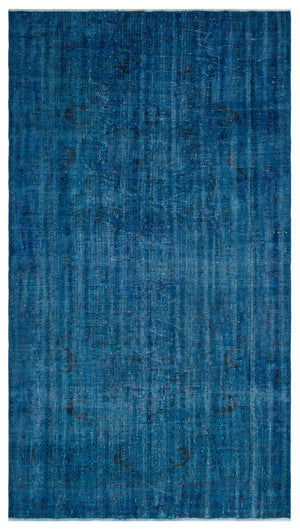 Blue Over Dyed Vintage Rug 5'6'' x 9'10'' ft 168 x 300 cm