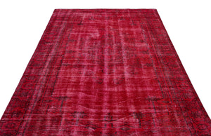 Red Over Dyed Vintage Rug 5'11'' x 9'1'' ft 180 x 277 cm