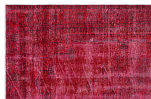 Red Over Dyed Vintage Rug 5'11'' x 9'1'' ft 180 x 277 cm