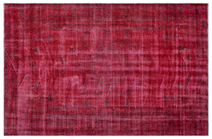 Red Over Dyed Vintage Rug 5'11'' x 9'1'' ft 180 x 277 cm
