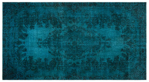 Retro Over Dyed Vintage Rug 5'1'' x 9'3'' ft 155 x 283 cm