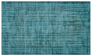 Turquoise Over Dyed Vintage Rug 5'7'' x 9'3'' ft 170 x 283 cm