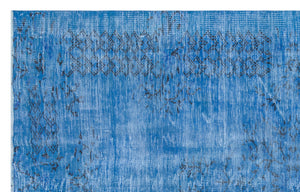 Blue Over Dyed Vintage Rug 5'11'' x 9'9'' ft 180 x 297 cm