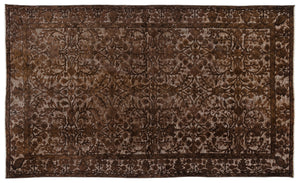 Brown Over Dyed Carved Rug 5'8'' x 9'2'' ft 173 x 279 cm