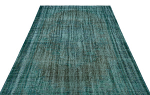 Turquoise Over Dyed Vintage Rug 5'12'' x 10'2'' ft 182 x 310 cm