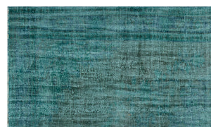 Turquoise Over Dyed Vintage Rug 5'12'' x 10'2'' ft 182 x 310 cm