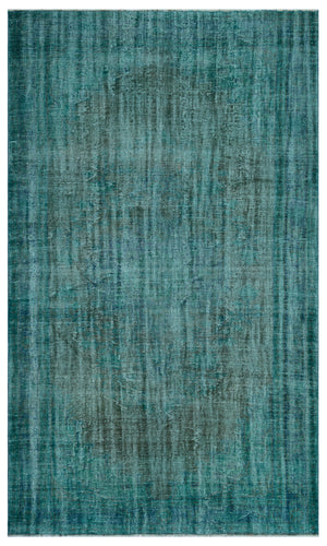 Turquoise Over Dyed Vintage Rug 5'12'' x 10'2'' ft 182 x 310 cm