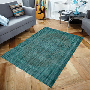 Turquoise Over Dyed Rug I Plain Rug | Turkish Rug | Hand Weaving Rug | Living Room Rug | Wool Rug | Vintage Rug | Tumbled Rug | Naturel Rug | Boho Rug I5'12'' x 10'2'' ft 182 x 310 cm