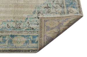 Beige Over Dyed Vintage Rug 5'8'' x 8'7'' ft 173 x 262 cm
