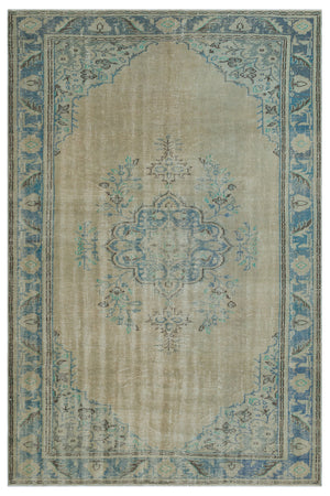 Beige Over Dyed Vintage Rug 5'8'' x 8'7'' ft 173 x 262 cm