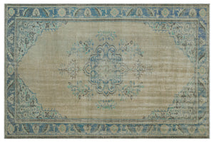 Beige Over Dyed Vintage Rug 5'8'' x 8'7'' ft 173 x 262 cm