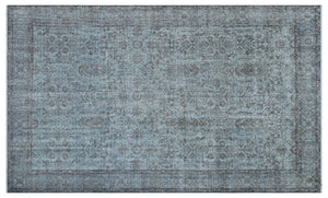 Blue Over Dyed Vintage Rug 5'6'' x 9'4'' ft 167 x 285 cm