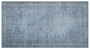 Blue Over Dyed Vintage Rug 4'12'' x 9'4'' ft 152 x 285 cm