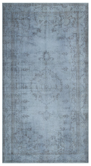 Blue Over Dyed Vintage Rug 4'12'' x 9'4'' ft 152 x 285 cm