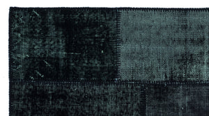 Black Over Dyed Patchwork Unique Rug 2'7'' x 4'11'' ft 80 x 150 cm