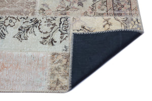 Beige Over Dyed Patchwork Unique Rug 2'7'' x 4'11'' ft 80 x 150 cm