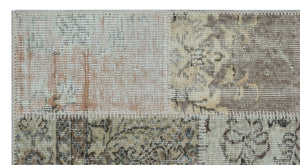 Beige Over Dyed Patchwork Unique Rug 2'7'' x 4'11'' ft 80 x 150 cm