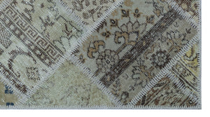 Beige Over Dyed Patchwork Unique Rug 2'7'' x 4'11'' ft 80 x 150 cm