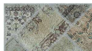 Beige Over Dyed Patchwork Unique Rug 2'7'' x 4'11'' ft 80 x 150 cm