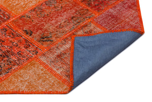Orange Over Dyed Patchwork Unique Rug 2'7'' x 4'11'' ft 80 x 150 cm