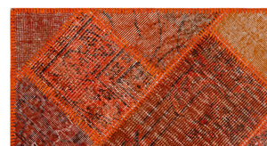 Orange Over Dyed Patchwork Unique Rug 2'7'' x 4'11'' ft 80 x 150 cm