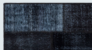 Black Over Dyed Patchwork Unique Rug 2'7'' x 4'11'' ft 80 x 150 cm