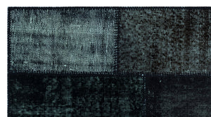 Black Over Dyed Patchwork Unique Rug 2'7'' x 4'11'' ft 80 x 150 cm