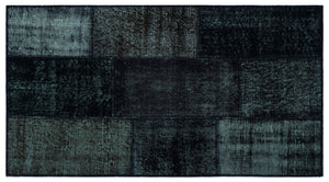 Black Over Dyed Patchwork Unique Rug 2'7'' x 4'11'' ft 80 x 150 cm