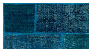 Turquoise Over Dyed Patchwork Unique Rug 2'7'' x 4'11'' ft 80 x 150 cm