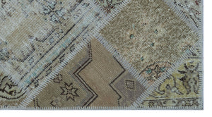 Beige Over Dyed Patchwork Unique Rug 2'7'' x 4'11'' ft 80 x 150 cm