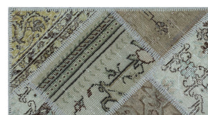 Beige Over Dyed Patchwork Unique Rug 2'7'' x 4'11'' ft 80 x 150 cm