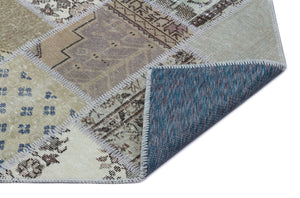 Beige Over Dyed Patchwork Unique Rug 2'7'' x 4'11'' ft 80 x 150 cm