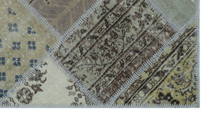 Beige Over Dyed Patchwork Unique Rug 2'7'' x 4'11'' ft 80 x 150 cm