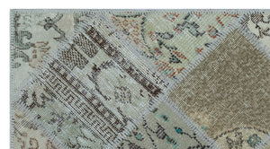 Beige Over Dyed Patchwork Unique Rug 2'7'' x 4'11'' ft 80 x 150 cm