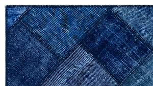 Blue Over Dyed Patchwork Unique Rug 2'7'' x 4'11'' ft 80 x 150 cm