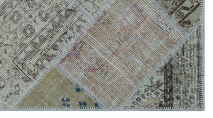 Beige Over Dyed Patchwork Unique Rug 2'7'' x 4'11'' ft 80 x 150 cm