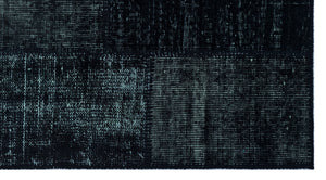 Black Over Dyed Patchwork Unique Rug 2'7'' x 4'11'' ft 80 x 150 cm