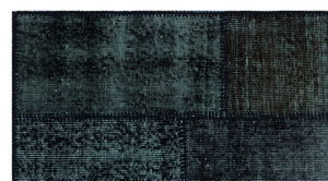 Black Over Dyed Patchwork Unique Rug 2'7'' x 4'11'' ft 80 x 150 cm