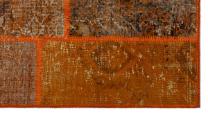 Orange Over Dyed Patchwork Unique Rug 2'7'' x 4'11'' ft 80 x 150 cm